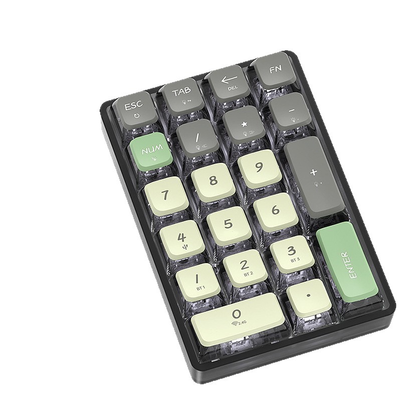 K21 teclado digital externo de tres modos personalizado eje transparente intercambiable en caliente contabilidad financiera