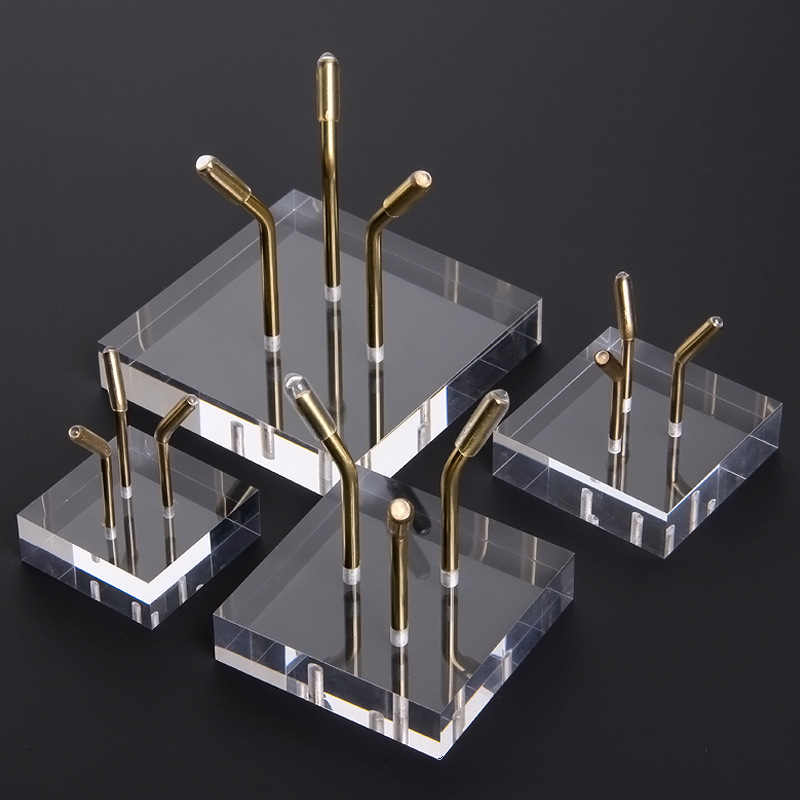 新款黄铜配亚克力水晶球底座晶体矿物原石展示架矿标标