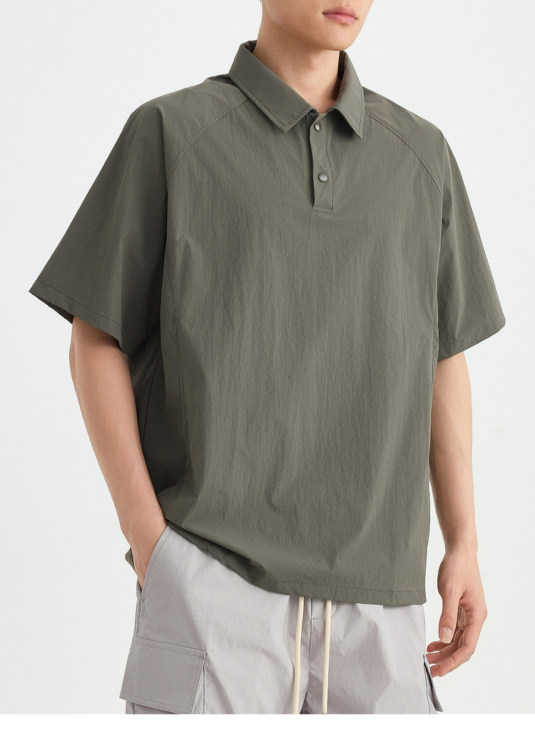 Áo polo nam tay raglan thể thao thành phố, chất liệu nhẹ khô nhanh — Màu trắng sữa chi tiết 38