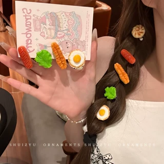 可爱搞怪早餐小发夹女侧边碎发刘海夹高级感迷你小号夹子头饰发卡