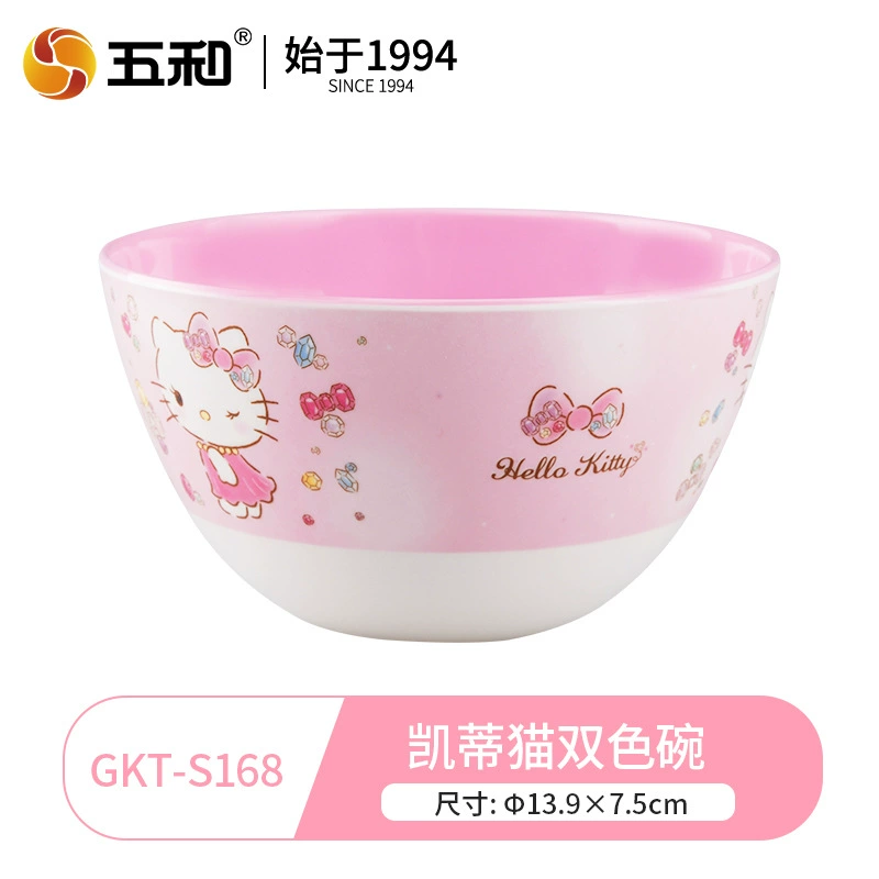 Детская посуда (Wuhe) набор Hello Kitty — тарелки, миски, кружка и стакан