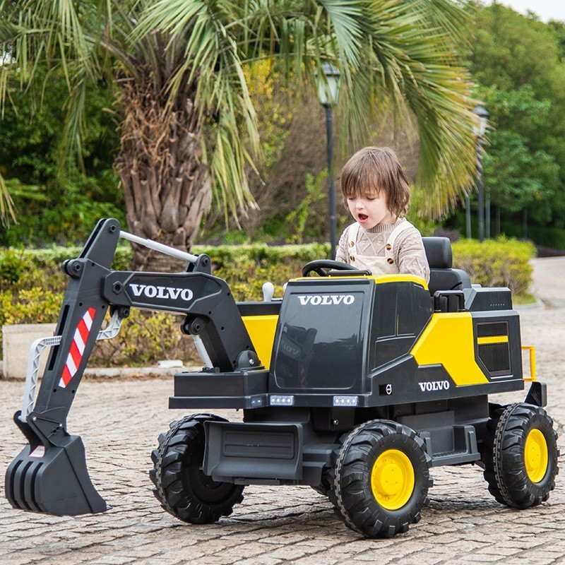 Volvo large excavator children's electric car four-wheel toy car can sit baby children with remote control car