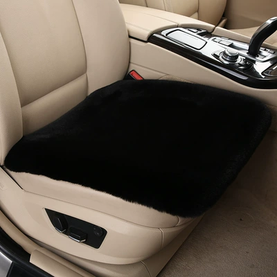 Car Seat Cushion Winter Plush Wool pad - upgraded-modelfour-layers-of-thickening-one-black-single-seat