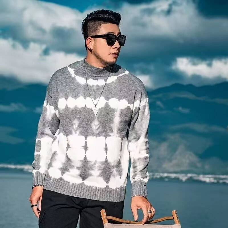 Men's Casual Knit Sweater – Oversized Long Sleeve Pullover (Greyish, XL-8XL)_voghion.com