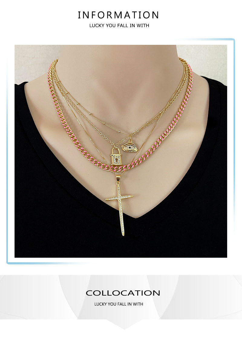 European and American Ins Religious Series Combination Necklace Female Copper-Plated Gold Simple Cro