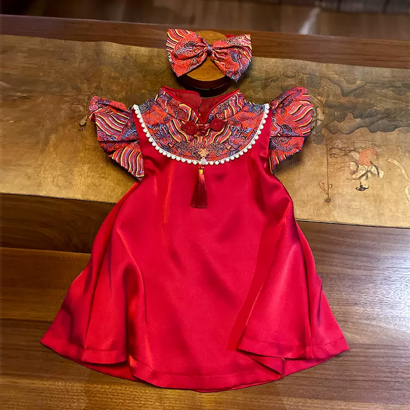 周岁女宝礼服小女孩高端连衣裙2025新款中式改良旗袍抓周唐装裙子