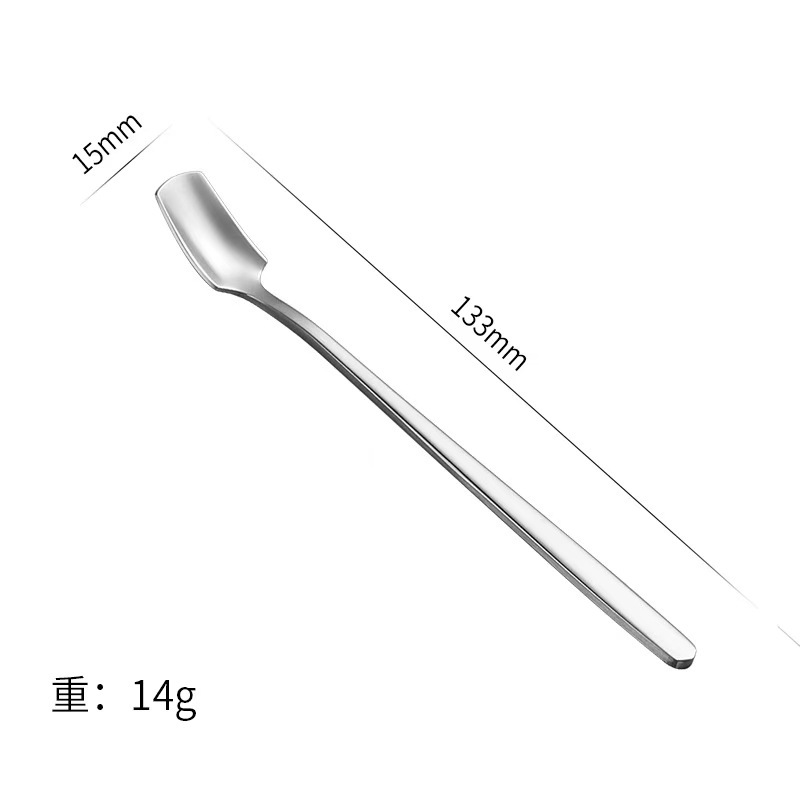 304不锈钢咖啡勺长柄方头勺马克杯小勺子 加厚搅拌勺创意冰勺礼品|undefined