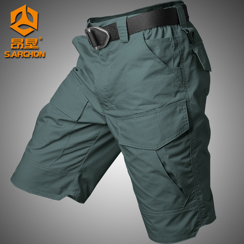 Angken summer tactical pants men's quick-drying military camouflage shorts multi-pocket outdoor workwear half pants five-quarter pants waterproof