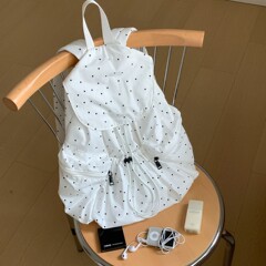 束口双肩包女设计感小众设计波点书包大学生时尚潮流新款背包双肩