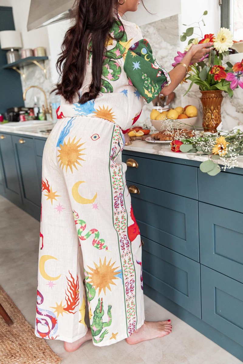 Printing Design Vacation Style Holiday Beach Women's Vacation Animal Sun Linen Polyester Printing Pant Co-ord Set Pants Sets