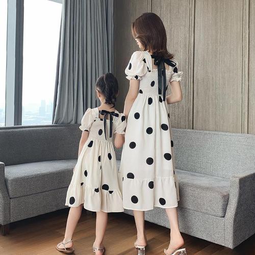 Mother-daughter parent-child clothing summer fashion new trendy dress Internet celebrity Korean version polka dot chiffon skirt one piece wholesale
