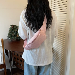 2026春星星胸包女学生甜美少女胸前斜挎小包小众简约手机包腰包潮