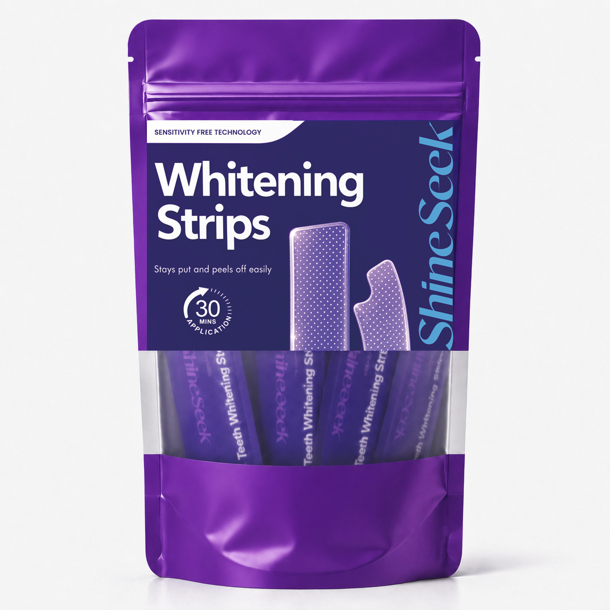 Purple Pap+30-Minute Quick Whitening Dry Tooth Strips, Residue-Free Dry Tooth Strips