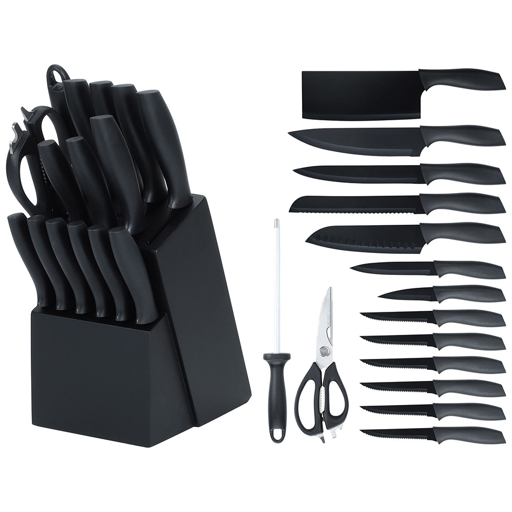 En stock comercio exterior de 14 piezas cuchillo conjunto juego de cocina cuchillo con cuchillo de madera maciza de almacenamiento de asiento cocina conjunto completo