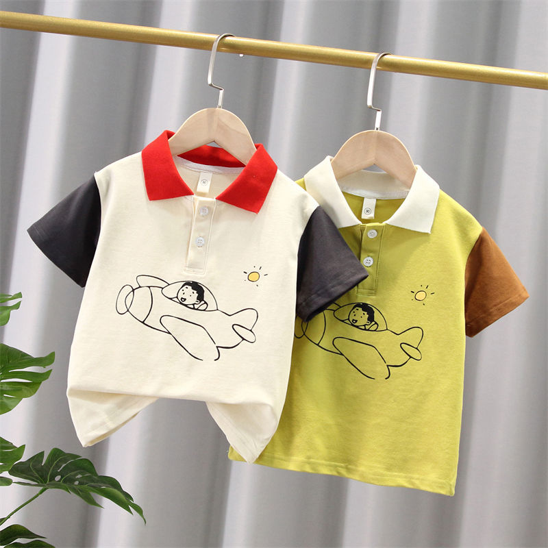 T087-aviator POLO shirt-fashion niche sports round neck doll collar trendy short style with collar