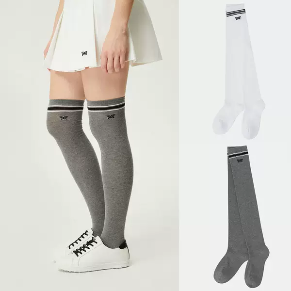 Golf Hat, Autumn Sports Over-The-Knee Socks, Versatile Breathable Cotton Socks with 4 Logo Embroideries and Towel Bottom