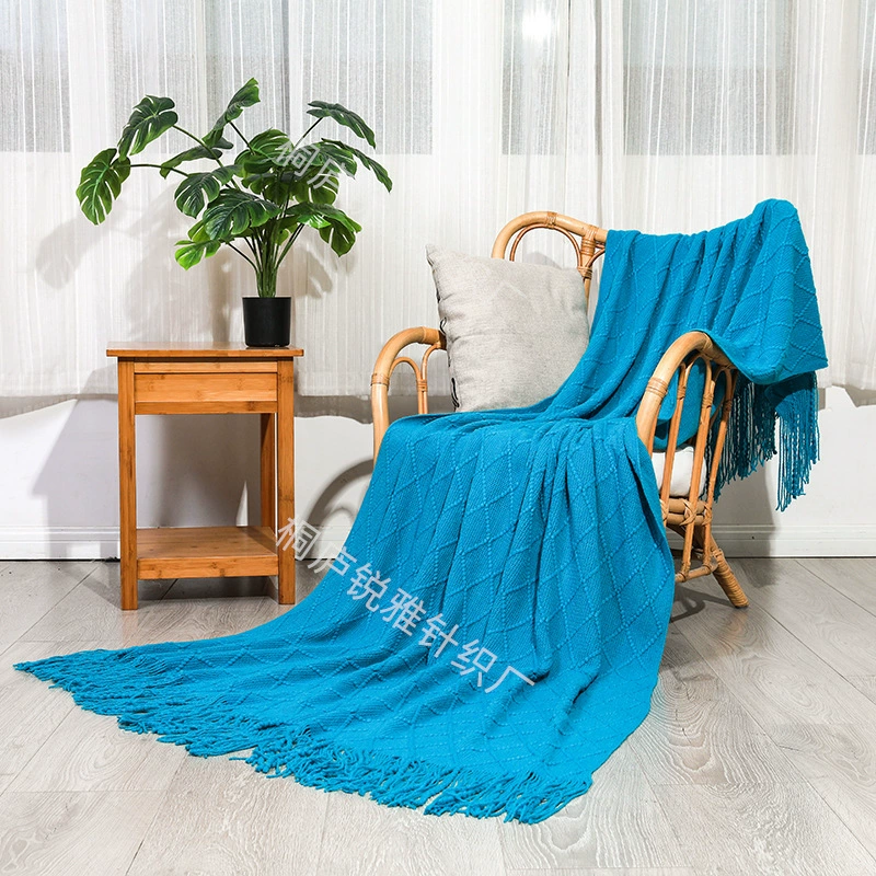 Knitted Throw Blanket, Universal Sofa & Bed, Tassel Edge, Multi-Size/Color Options