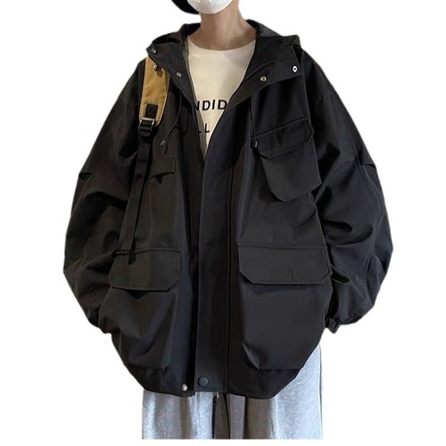 American work-style windbreaker jacket for men, suitable for spring and autumn, functional trendy brand, waterproof, multi-pocket casual jacket