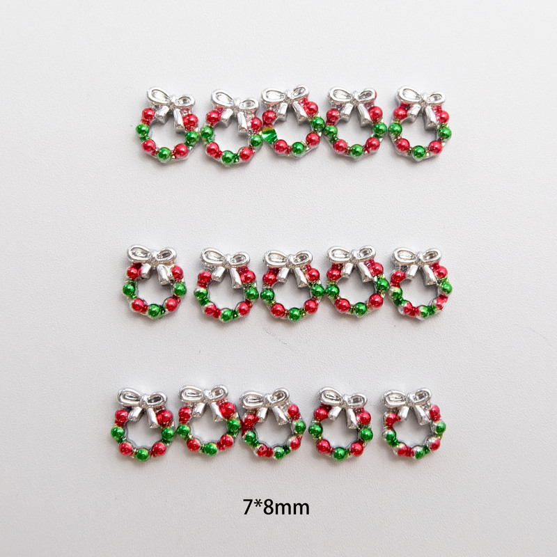 Boxed Christmas wreath nail art decorations, bows, resin colored rhinestones, Christmas wreath nail glitter rhinestones, 7 pieces wholesale Boxed Christmas wreath nail art decorations, bows, resin colored rhinestones, Christmas wreath nail glitter rhinestones, 7 pieces wholesale