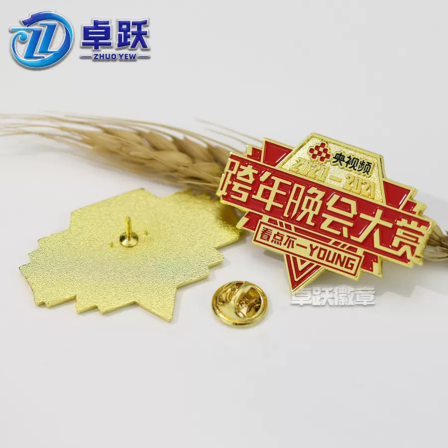 金属徽章定制烤漆创意央视春晚纪念胸章异形司徽公司logo胸针定做