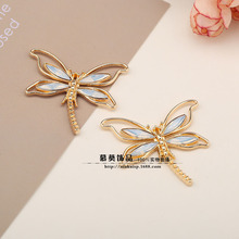 DIY饰品配件 头饰材料 新款合金镂空镶钻蜻蜓 KC金