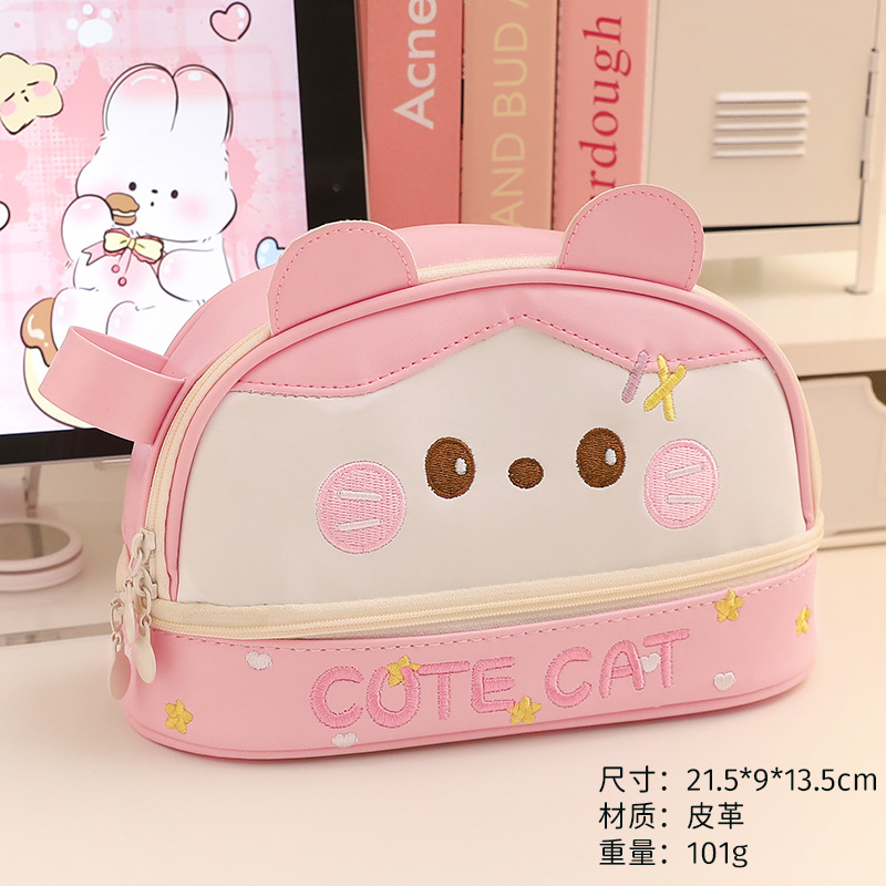 Bolsas de bolígrafo de gran capacidad de almacenamiento impermeable bolsa de maquillaje bolsas de papelería estudiantes bolsa impermeable PU bolsa pequeña bolsa de almacenamiento al por mayor