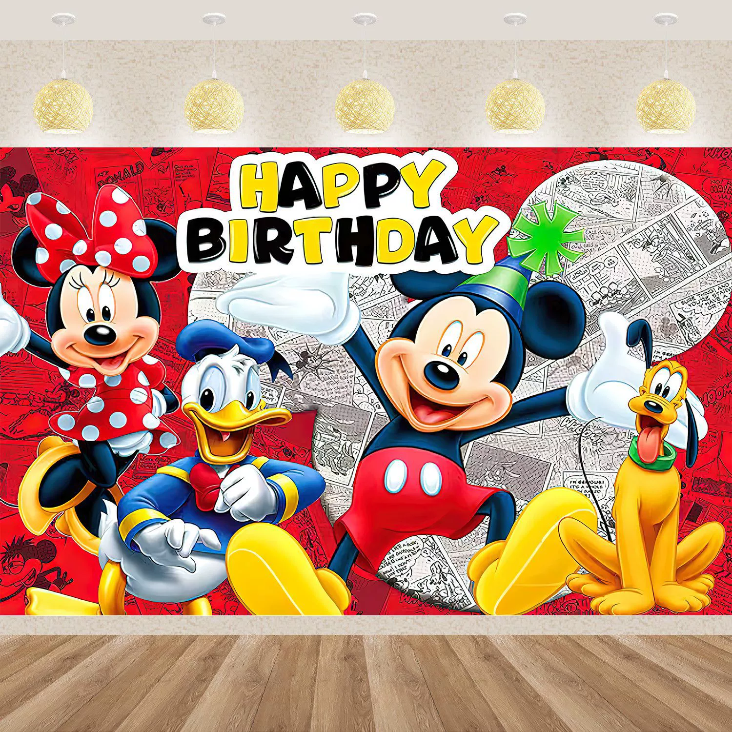 Трансграничный Amazon Горячий Новый мультяшный узор Микки Минни фон ткань для фотографии фон ткань детский день рождения