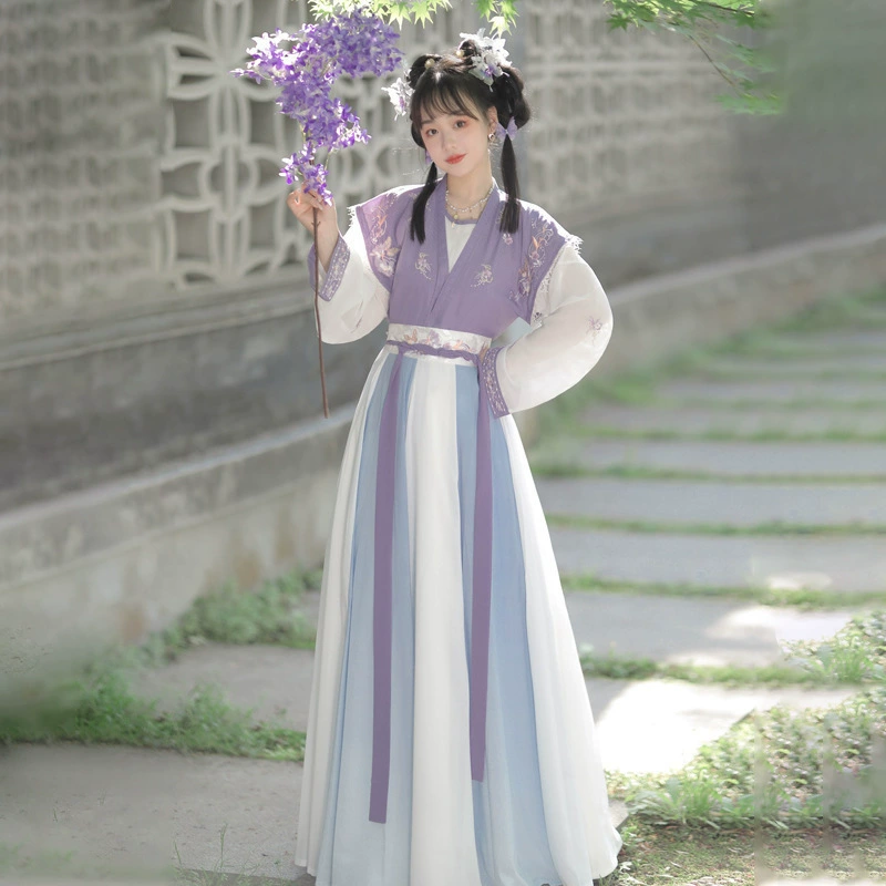 Оригинальный дизайн новая Yuege Meng Hanfu женский китайский стиль Jin стиль перекрестная горловина талии pleated юбка Weijin стиль повседневная 8296