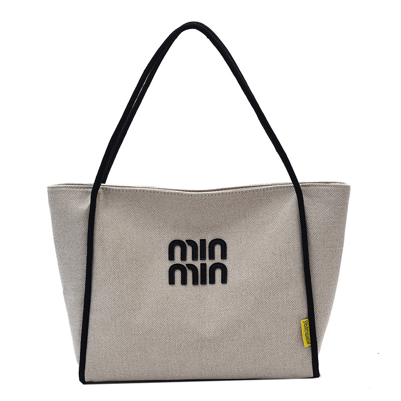 Bolsa de lona de hombro simple de gran capacidad de otoño y invierno nueva moda de moda de color de contraste de trabajo ocio bolsa de viaje