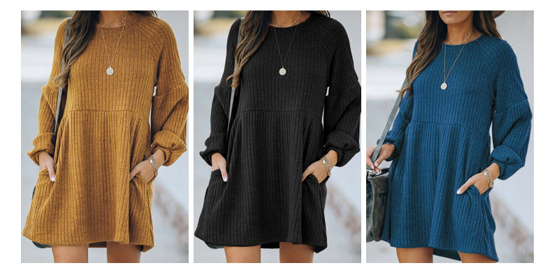 imitation cotton pit stripped knitted long-sleeved dress nihaostyles wholesale clothing NSSI83948