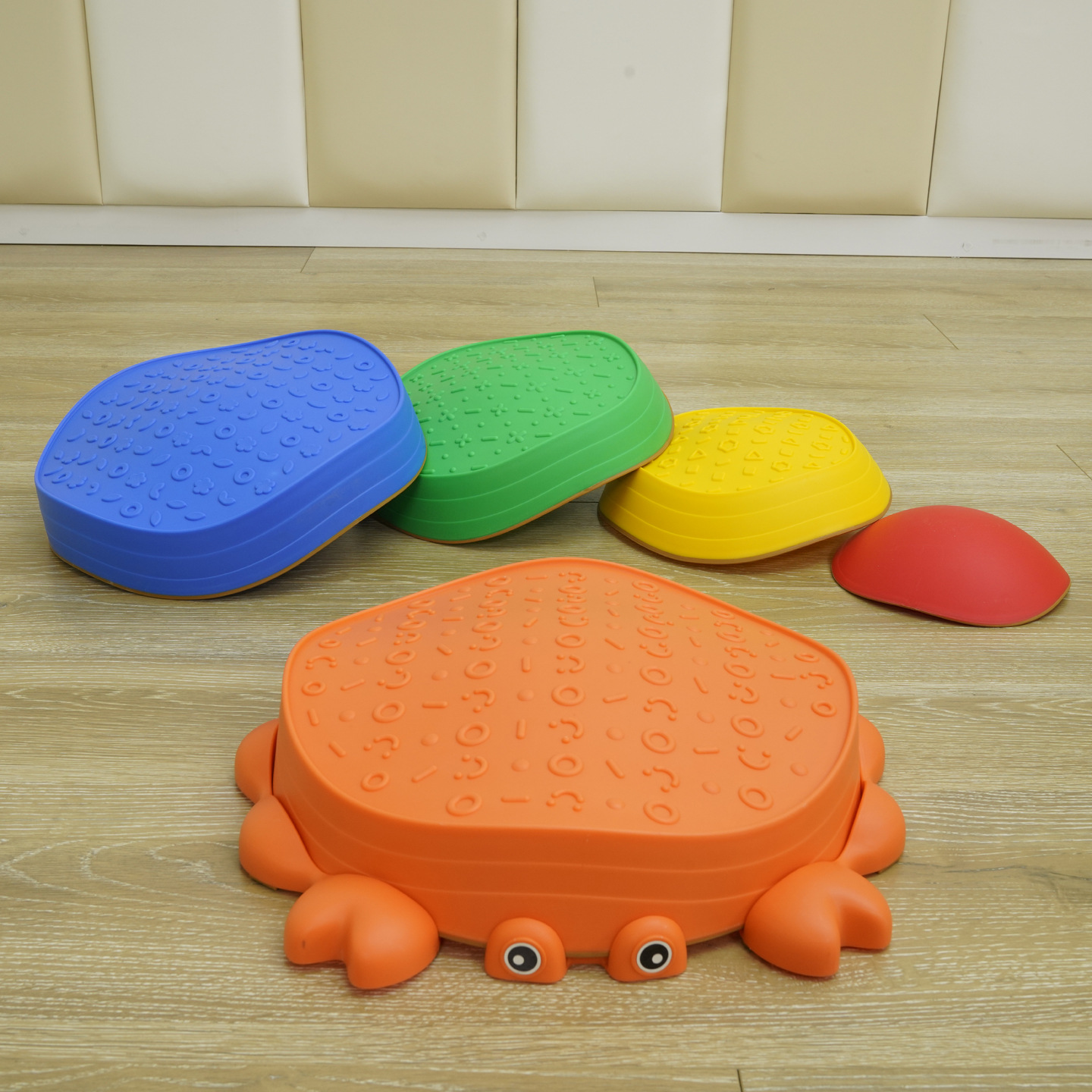 Cangrejo a través del río piedra de equilibrio para niños equipos de entrenamiento sensorial de movimiento para bebés caseros pedaleos sensoriales almohadilla táctil