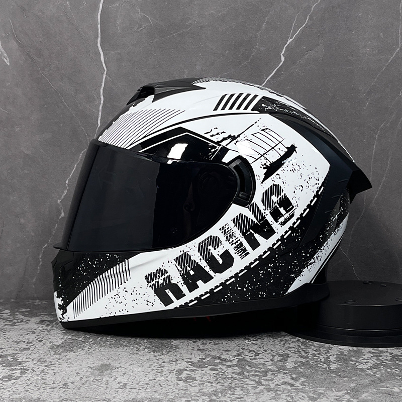 LVS casco de la motocicleta estándar nacional de los hombres y las mujeres del casco completo de doble lente de invierno motocicleta eléctrica Bluetooth cabeza Gris Cuatro Estaciones