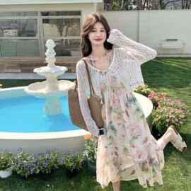 女装夏装吊带裙搭配外披两件套