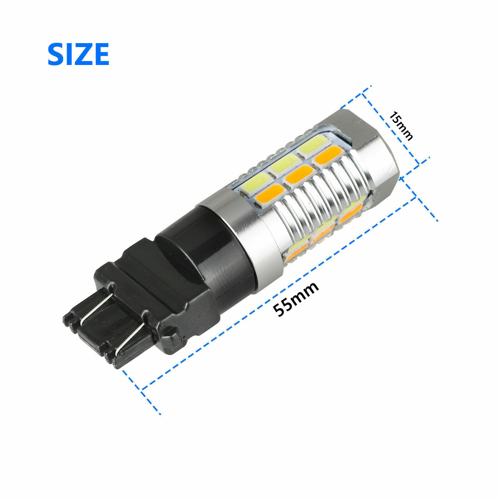 Lámpara de freno LED del automóvil 3157 luz de dirección 22SMD blanco amarillo bicolor luz diurna T25 3157 5630 luz trasera image 5