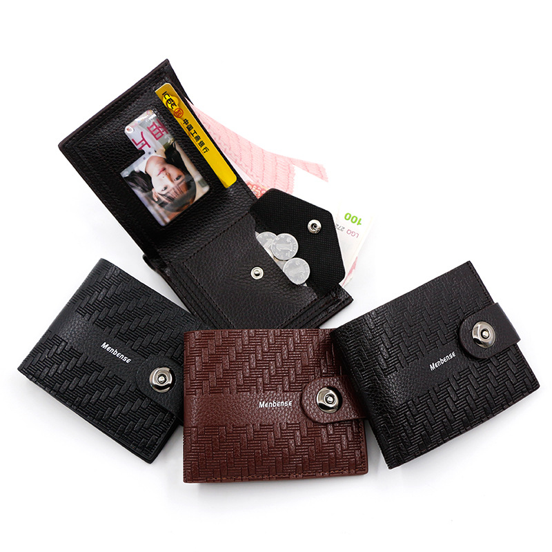 Moda casual en relieve de los hombres billetera corta hebilla magnética simple cartera delgada bolsa de plata monedero de los hombres