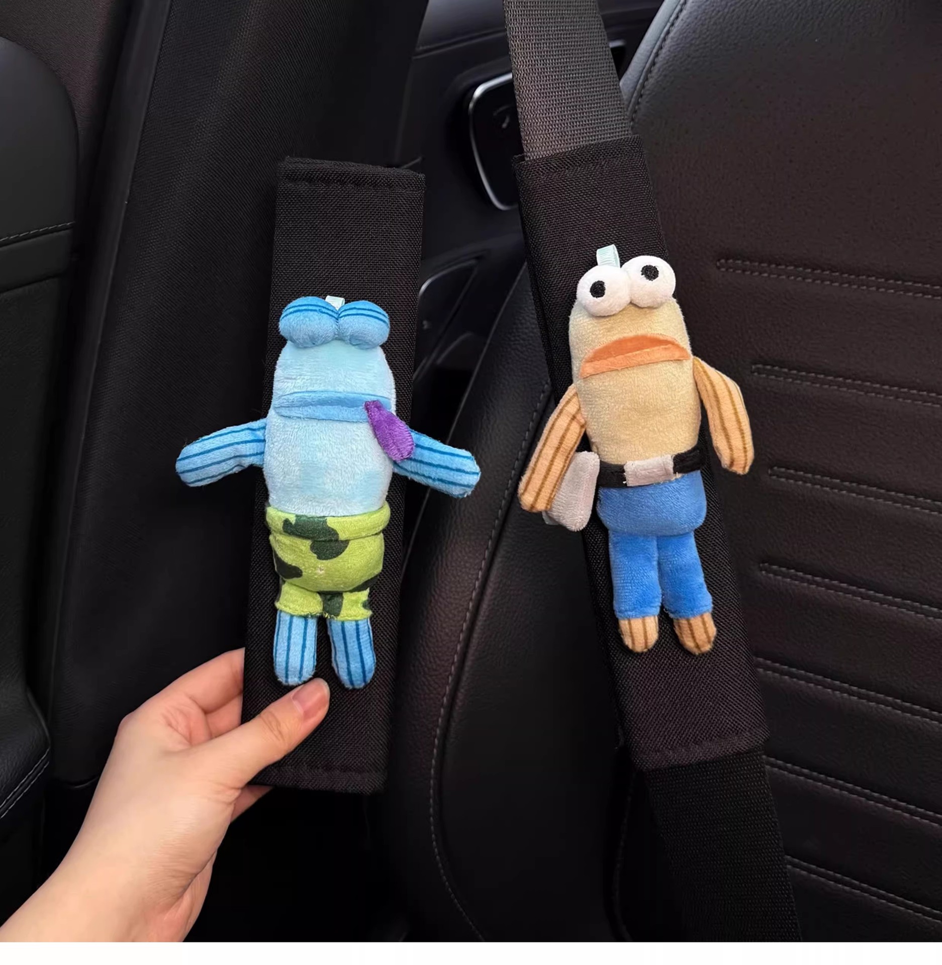 Cute Cartoon Car Seatbelt Shoulder Pads, Car Decoration, Anti-Neck Strangulation, Couple Style, Creative Doll Protective Cover