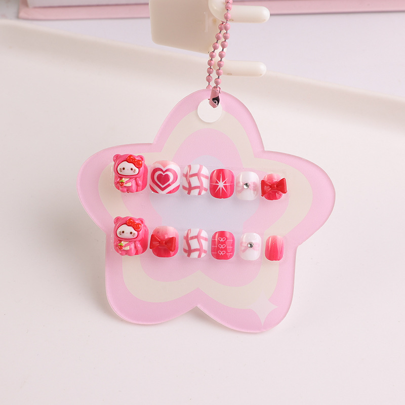 Cartoon para niños, uñas portátiles, accesorios lindos tridimensionales desmontables, uñas postizas, uñas, dulces, uñas hechas a mano, parches