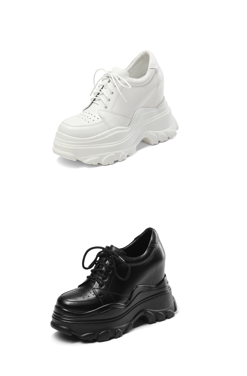 Giày sneaker platform nữ mũi tròn đế bánh xốp cao 12 cm — Màu đen chi tiết 4