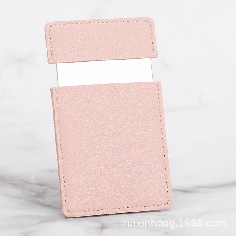 Espejo cosmético de mano de color sólido espejo cosmético de acero inoxidable espejo portátil resistente a los golpes logotipo imprimible