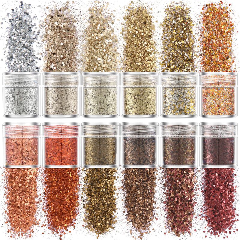 Autumn color nail sequins suit 12 color mixed sequins nail sticking diamond glitter powder glitter gradient laser powder