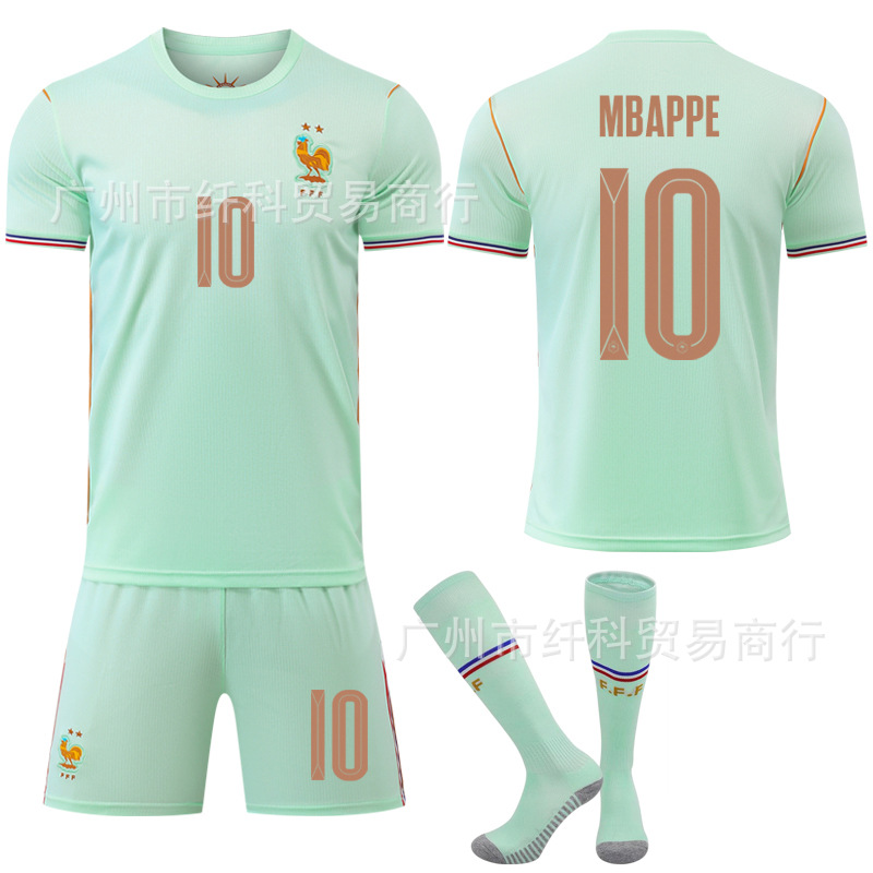 2026-27 World Cup France Away Football Jersey No. 7 Dembélé No. 11 Olise Green No. 10 Mbappé Jersey