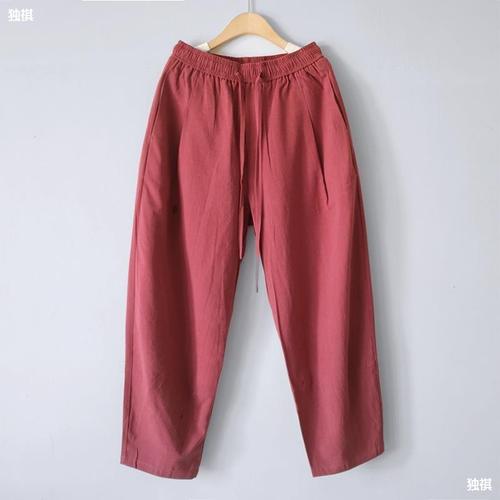 Monastic summer thin meditation pants, linen cool and loose Buddhist meditation pants, no leg binding, foot-closing pants