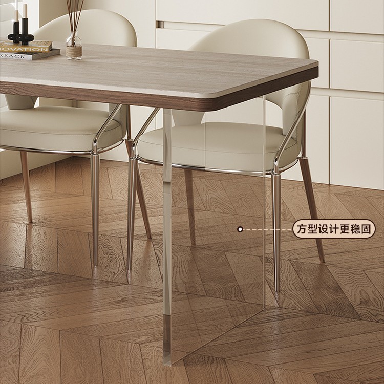 Plataforma de isla de losa de roca plana de estilo francés más mesa de comedor para un hogar pequeño apartamento retráctil cocina Acrílico de madera maciza caída