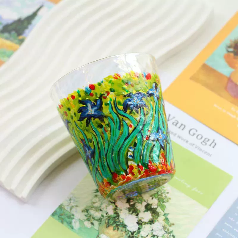 Painted summer rainbow water glass