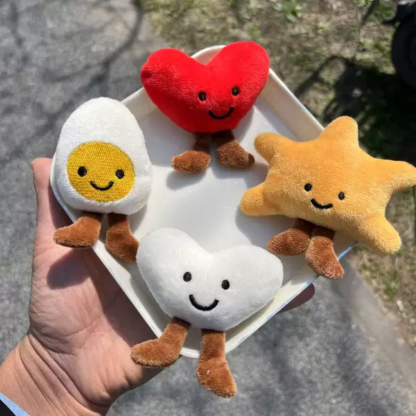 New love star smile egg yolk doll plush accessories children's clothing shoes and hats accessories school bag hairpin accessories