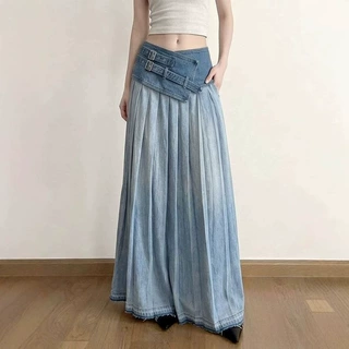 白色半身裙女2026夏季新款时尚高腰系带遮胯显瘦设计感温柔风长裙
