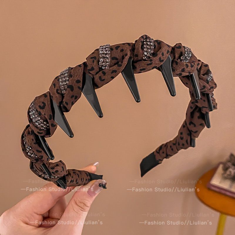 Vintage Leopardenmuster Damen 2025 Neues hohes Totenkopf-Haarband für den Alltag, zum Bügeln, Gesichtwaschen, als Haarspange_voghion.com