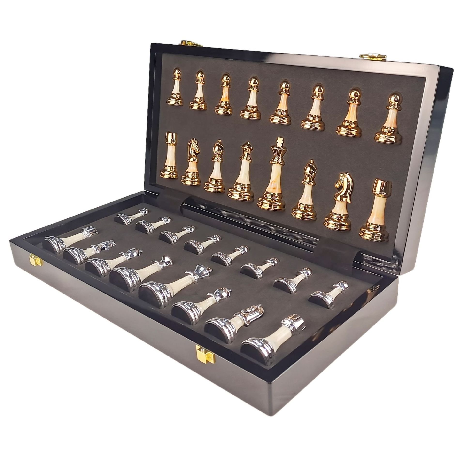 Juegos de ajedrez de madera 15 pulgadas tablero plegable piezas de ajedrez para adultos, niños, estudiantes, competencia especial