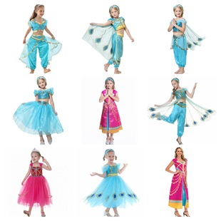 Aladdin Costume Set Princess Jasmine Dress COS Girls Play Stage Performance Dress Halloween Cross Border