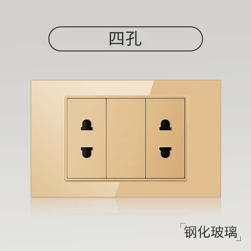 Taiwán estilo americano USB tipo-C interruptor de vidrio temperado dorado 118 tipo panel de toma de corriente de pared mexicana